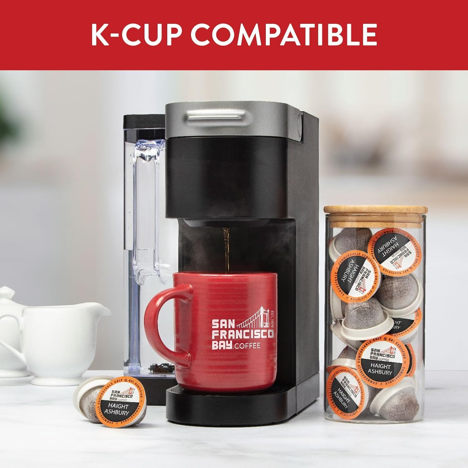 San Francisco Bay K-Cup Coffee Pods, Donut Shop (36 ct), Medium-Light Roast, Commercially Compostable Single-Serve Coffee Pods(Organic Haight Ashbury Blend)