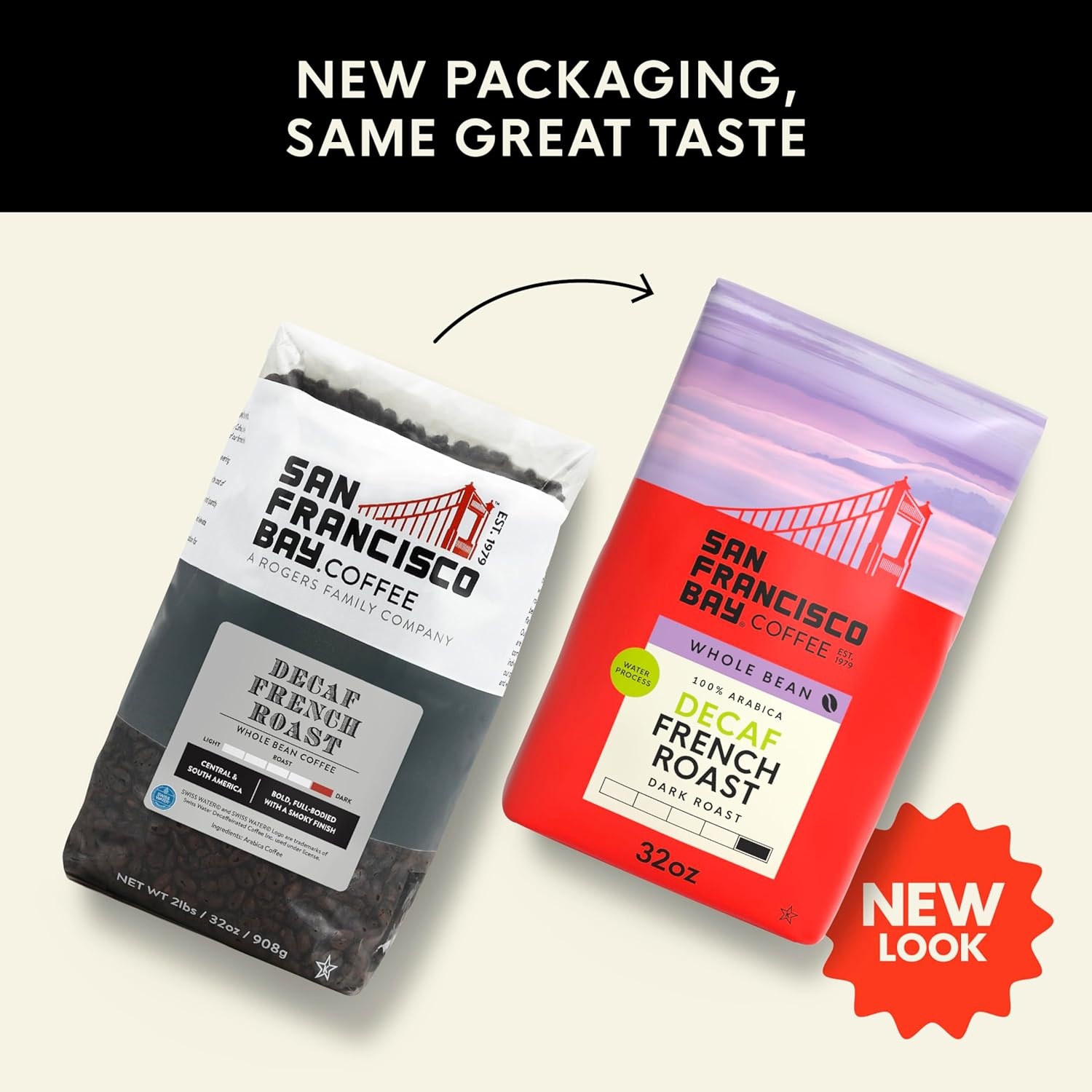 San Francisco Bay Coffee – Medium-Dark Roast Whole Bean Coffee – Espresso Roast (2 lb bag)(DECAF French Roast)