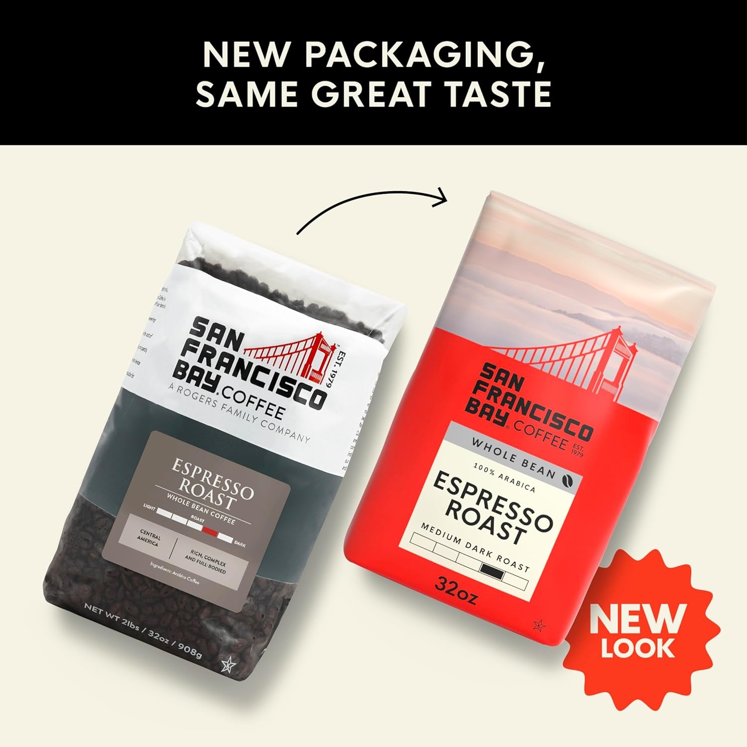 San Francisco Bay Coffee – Medium-Dark Roast Whole Bean Coffee – Espresso Roast (2 lb bag)(Espresso)