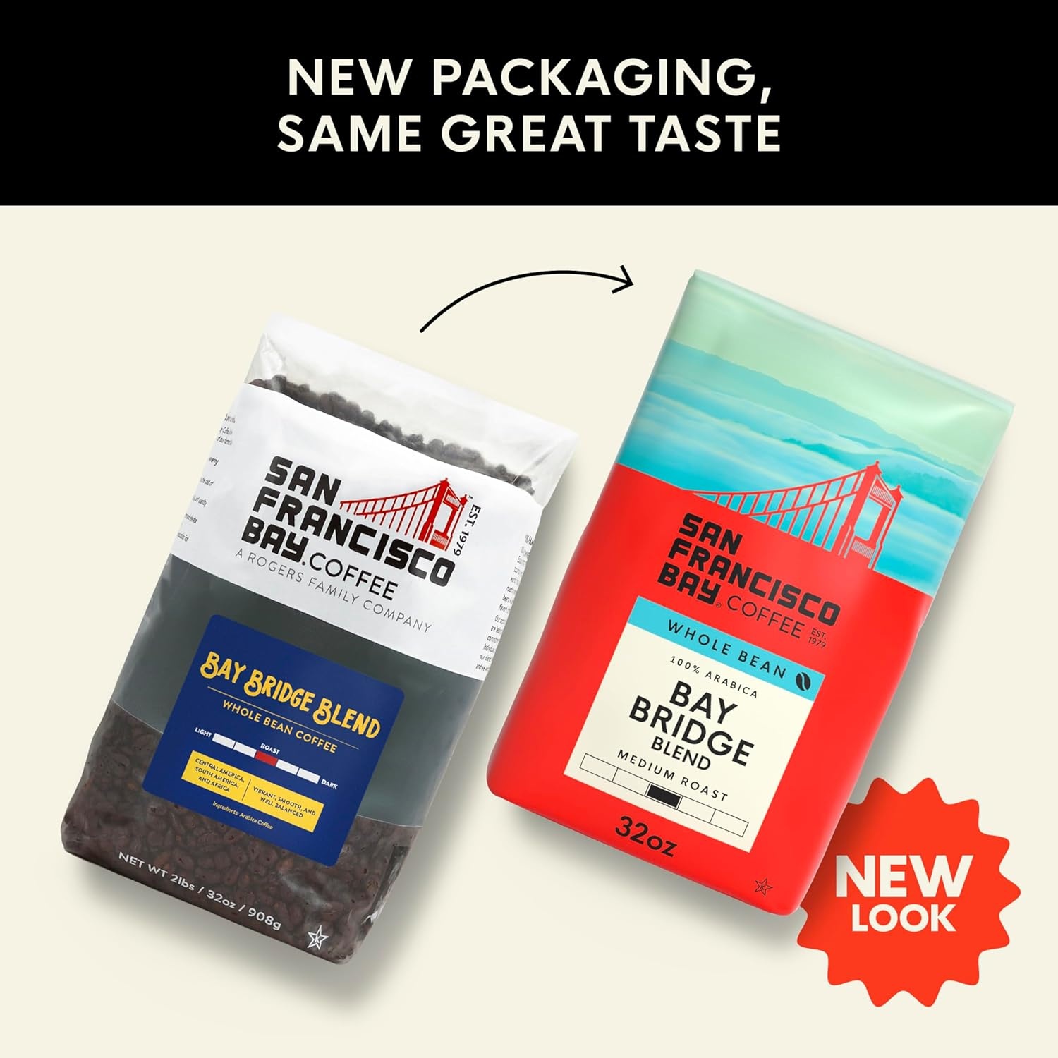 San Francisco Bay Coffee – Medium-Dark Roast Whole Bean Coffee – Espresso Roast (2 lb bag)(Bay Bridge Blend)